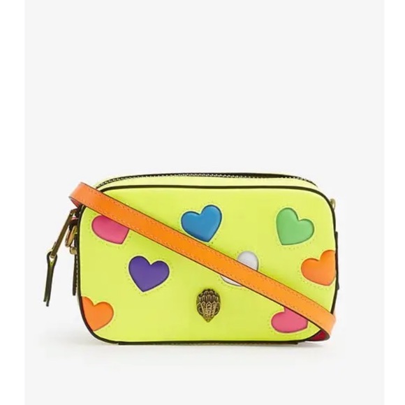 Kurt Geiger Bags Kurt Geiger Leather Rainbow Neon Yellow Hearts
